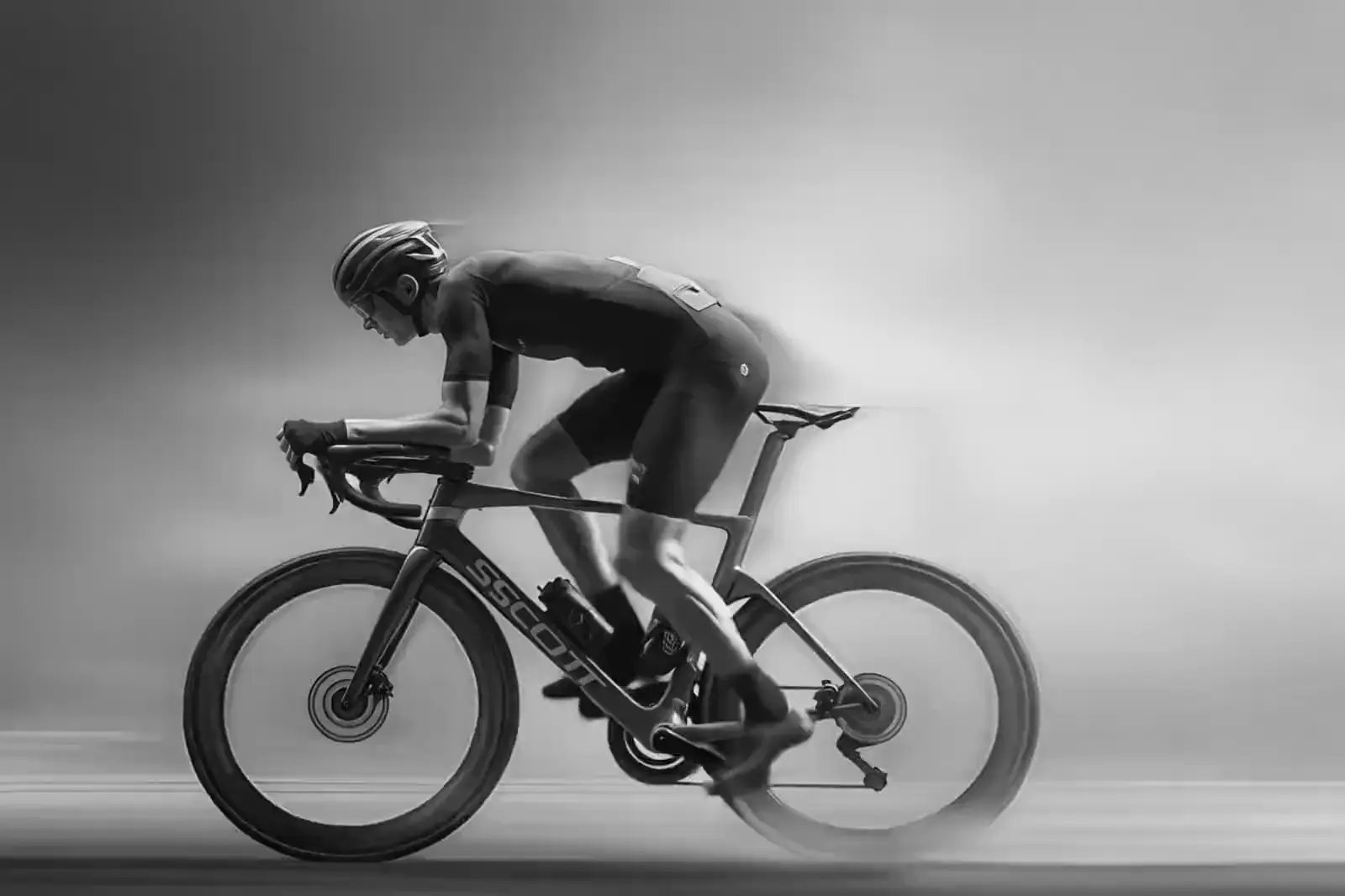 Cyclist riding at speed